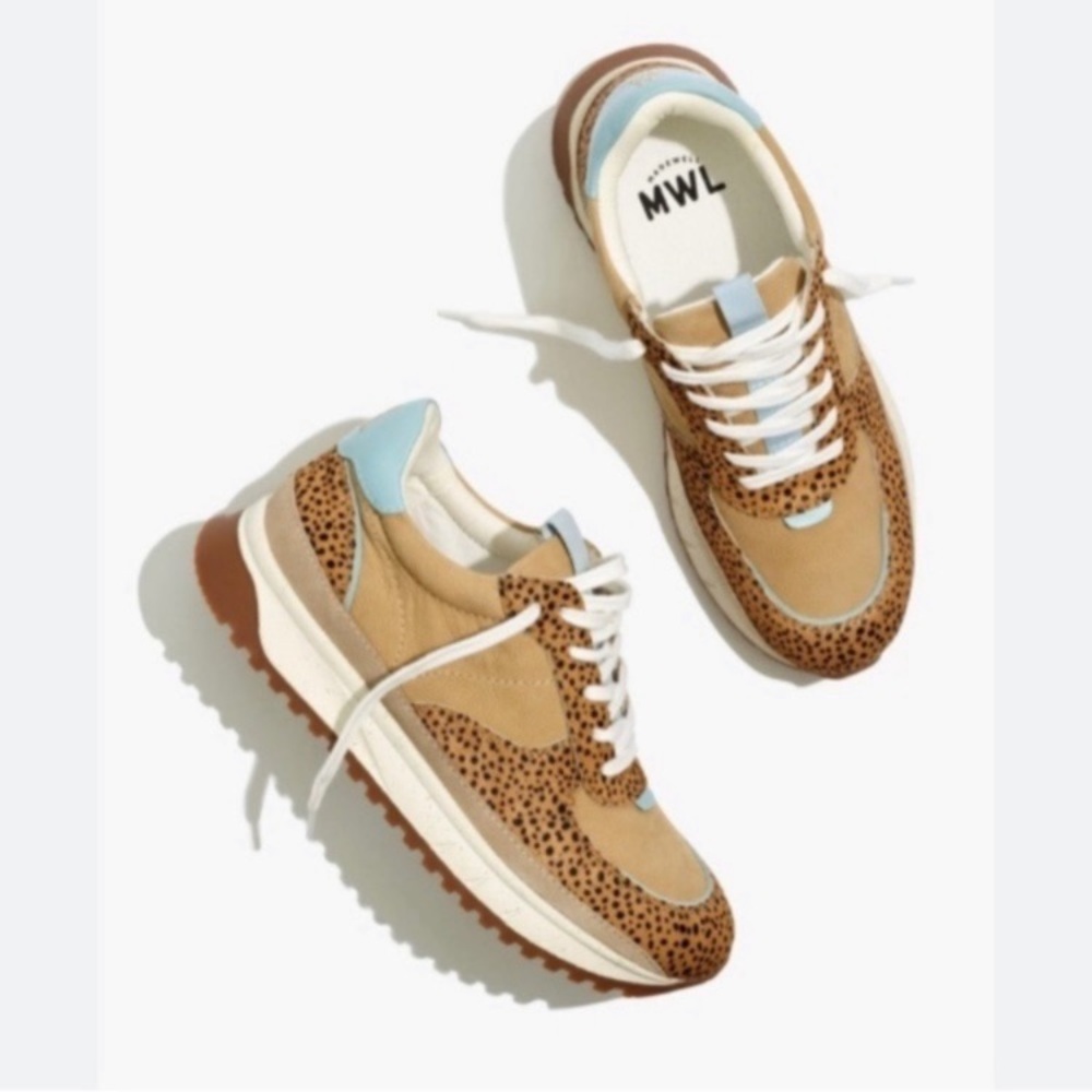 Madewell Kickoff Trainer Sneakers in Colorblock Leather and Leopard Calf hair